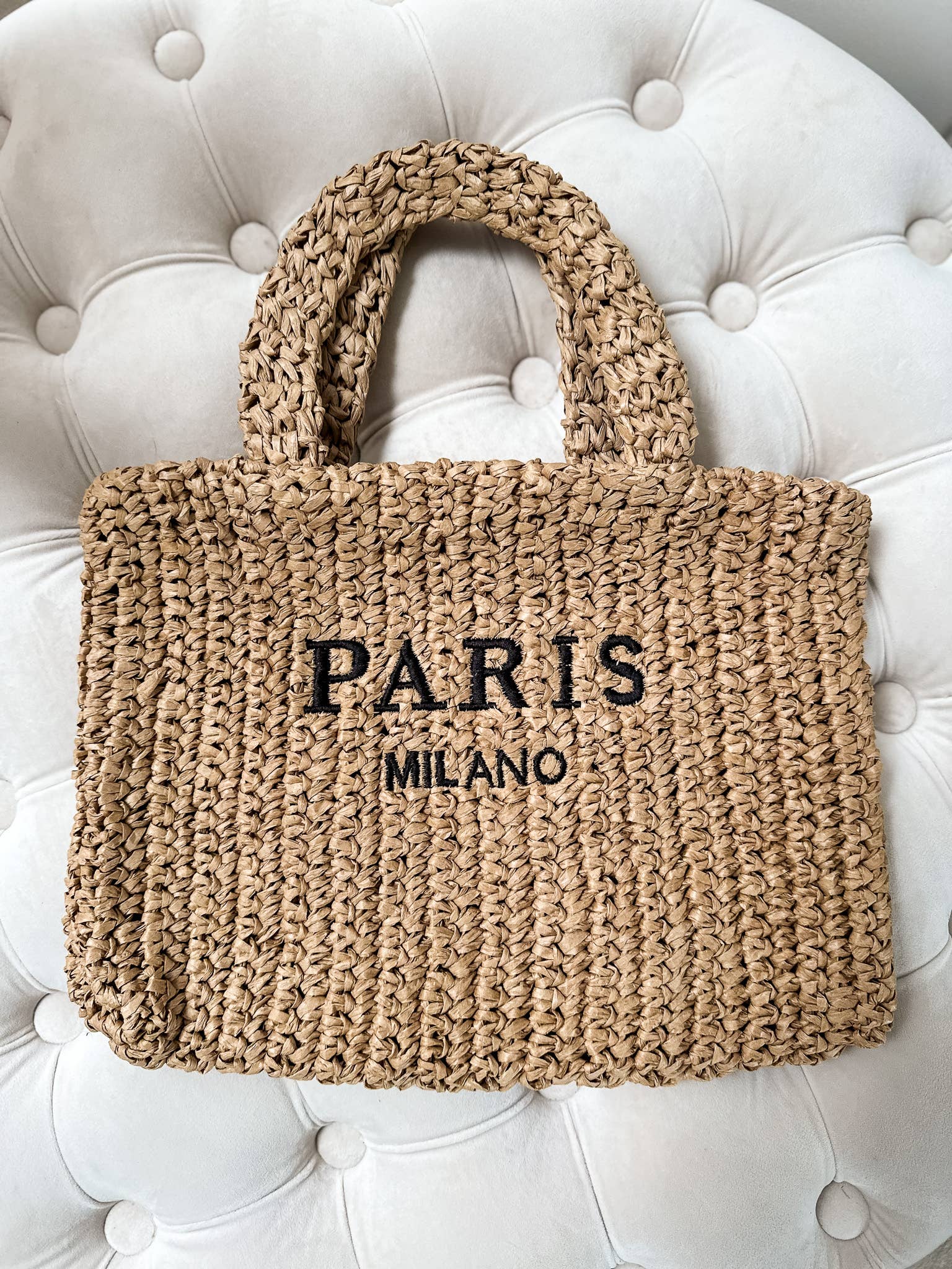 Kiss Couture – wholesale Strandväska – Stråväska med broderi, 25 x 20 cm4