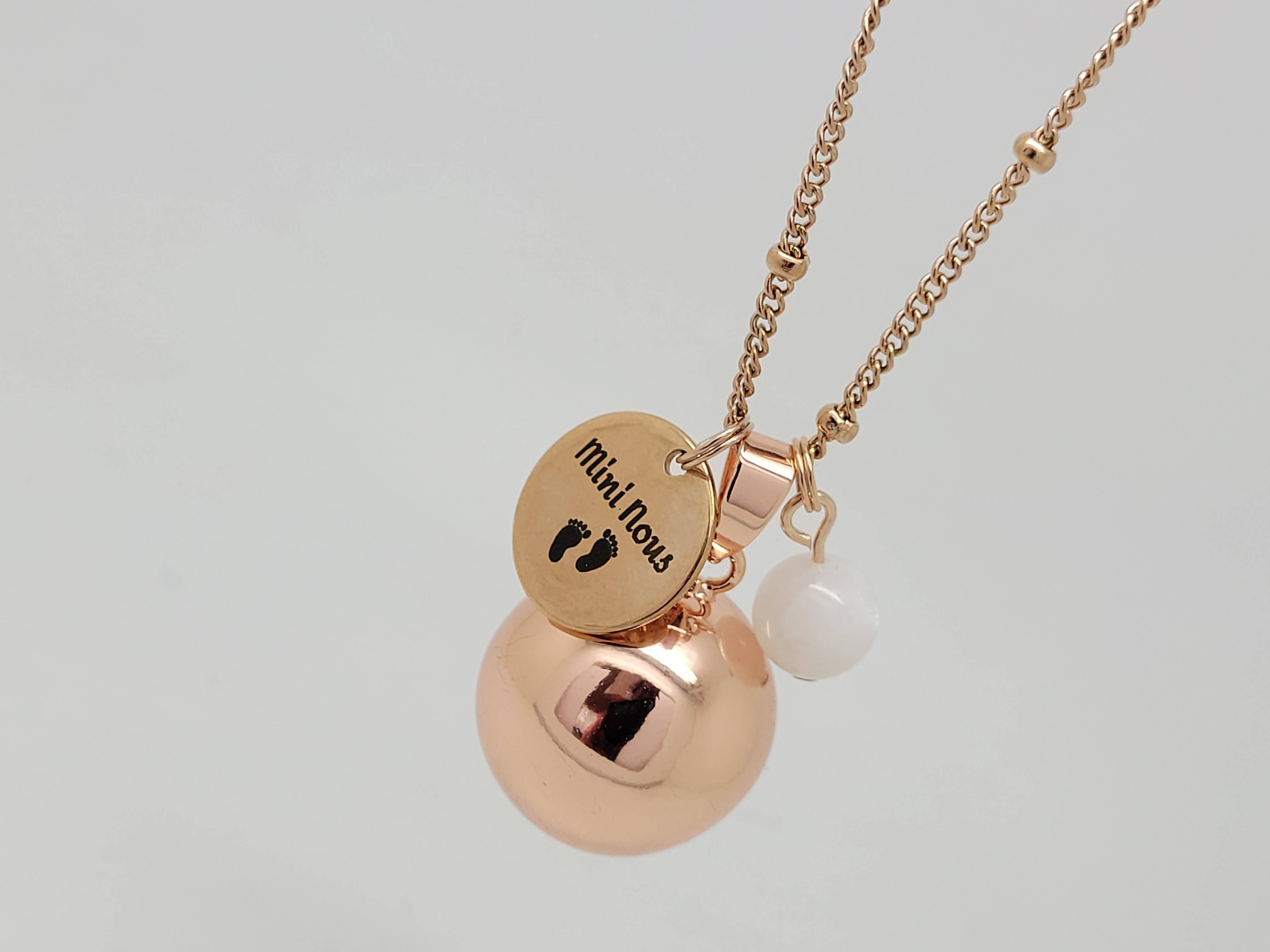 F de Bm créations - Wholesale Pendant/Charm Necklace - Personalized pregnancy ball rose gold tone engraved medal1
