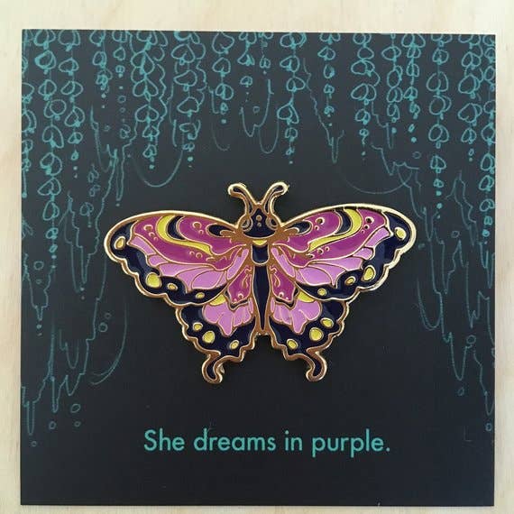 Sommerfugl (lilla) Emalje Pin for engroshandel hos Vuduberi