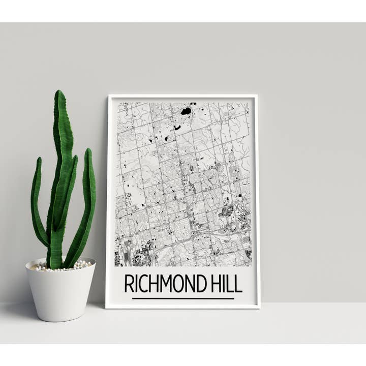 8 „x 10" Richmond Hill Kort Print - Art Deco-stil for engroshandel hos ILIKEMAPS