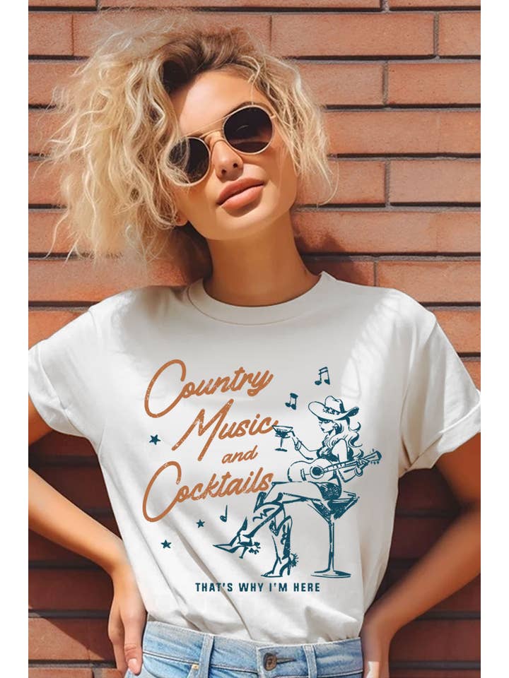 HRTandLUV - Wholesale T-shirt (graphic) – women's - COUNTRY MUSIC AND COCKTAILS MINERAL GRAPHIC TOP1