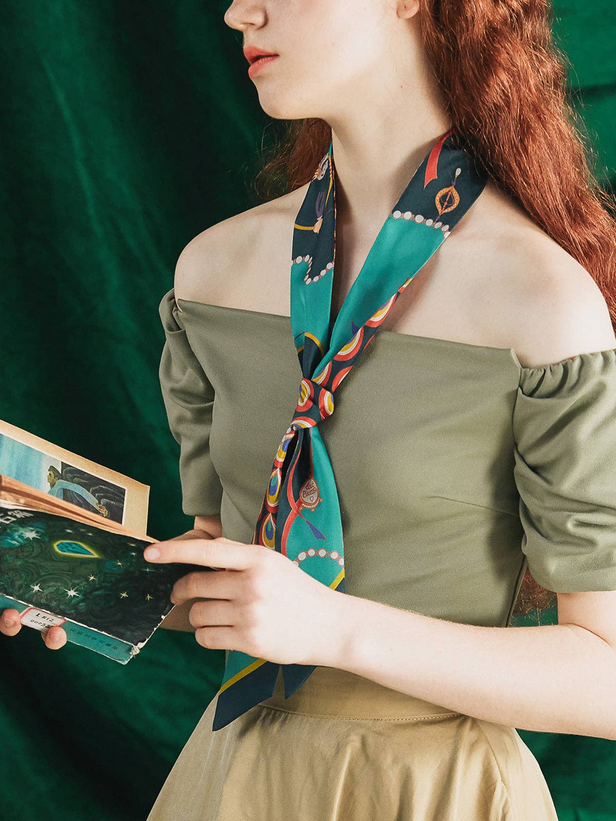 Teel "Peacock" Silk Twilly Neck Bow for wholesale on Faire2