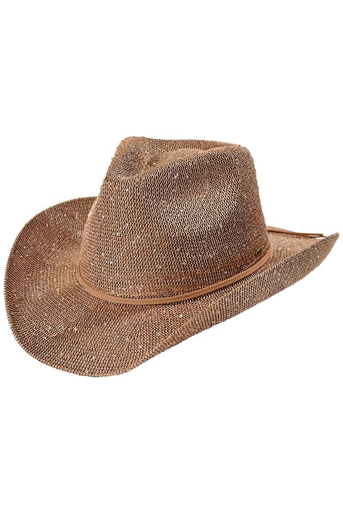 Hana - Vente Chapeau de cowboy – femme - Chapeau de cowboy à paillettes C.C9