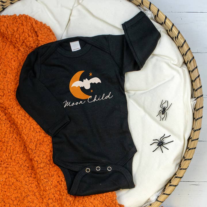 Cuddle Sleep Dream - Wholesale Bodysuit (Non-Footed) - Baby - Moon Child | Black Halloween Long Sleeve Bodysuit0