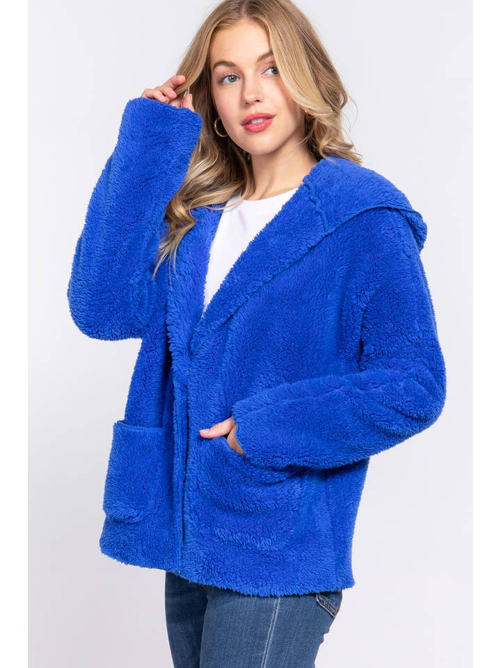 42POPS - Wholesale Jacket - Women's - , SI-24908 LONG DOLMAN SLV HOODIE SHERPA JACKET