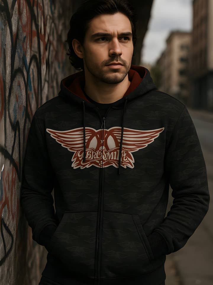 Official Store - Venta al por mayor Sudadera con capucha - Hombre - Aerosmith - Sudadera con capucha y cremallera para hombre Rockin'2