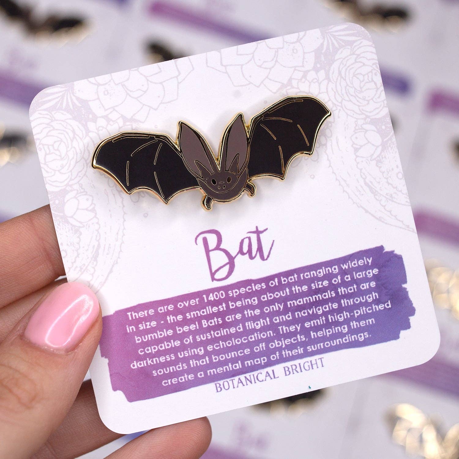 Botanical Bright - Wholesale Lapel Pin/Button - Bat Enamel Pin1