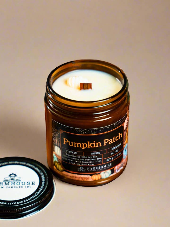 Pumpkin Patch Soy Candle | Pumpkin + Nutmeg + Cinnamon for wholesale by Farmhouse Charm Candles Inc.