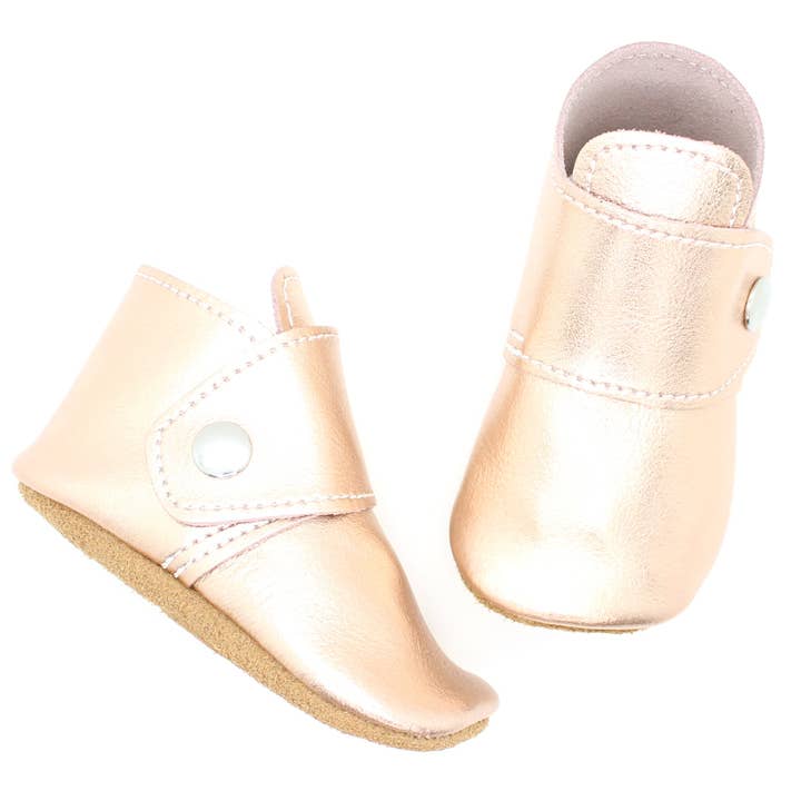 the snap boot: blush gold for wholesale by Mon Petit Shoes