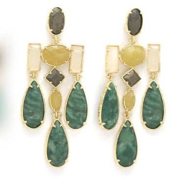 Semi Precious Stone Chandelier Earrings- E4-261 for wholesale by LIZOU