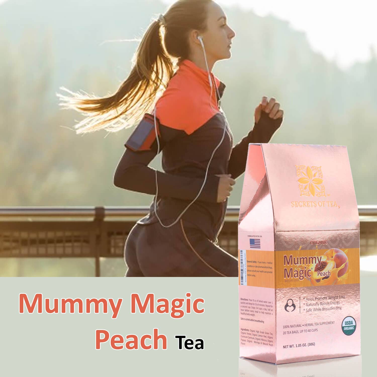 Secrets Of Tea - Wholesale Nursing Tea - Maternity - Mummy Magic Weight Loss Peach Tea- USDA Organic- 20 Sachets4