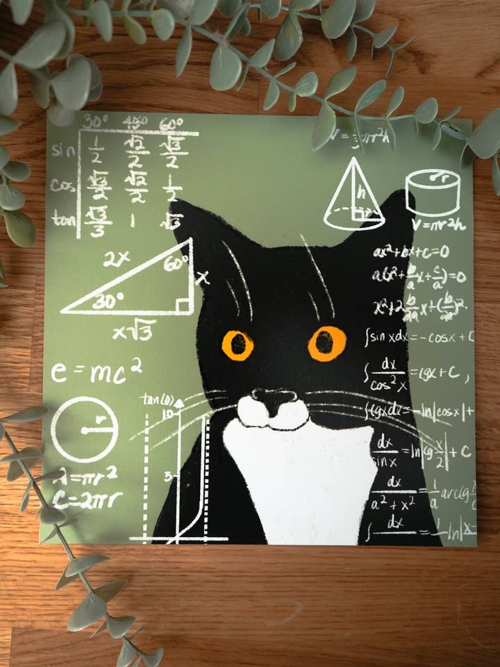 Prince Maths 8" X 8" - Math Meme Cat Print for wholesale by Housecat Creative