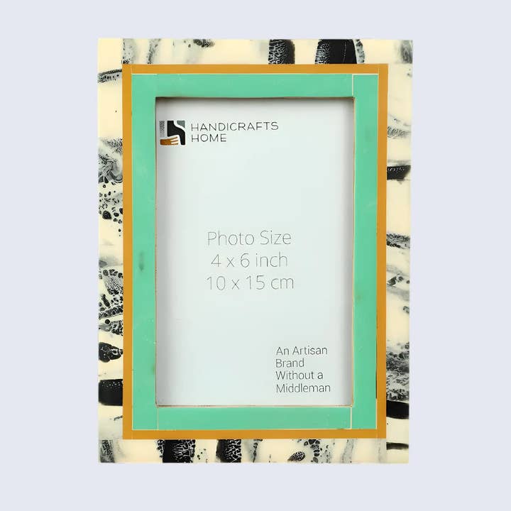 Cadre photo en résine à encre abstraite verte en 4x6 et 5x7 pour la vente par Handicrafts Home