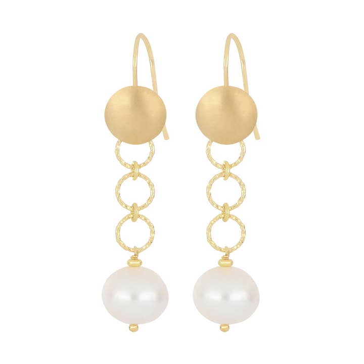 River pearl earrings - Charlize gold for wholesale by Nivy
