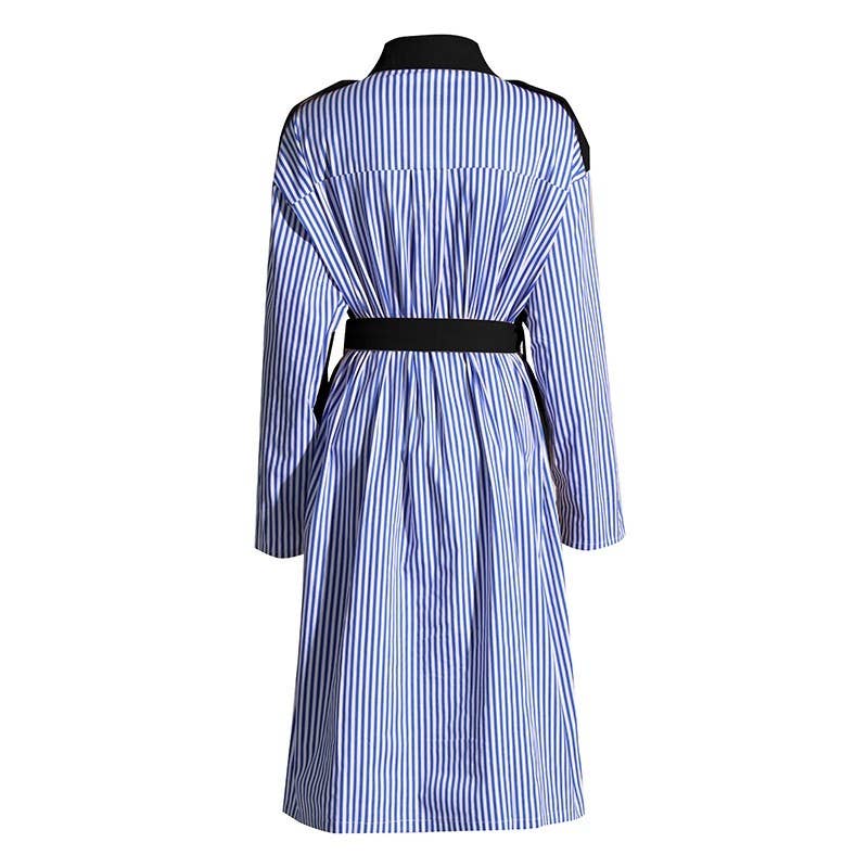 BLACK Knee Length Color Block Trench Coat for wholesale on Faire2