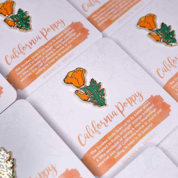 Botanical Bright - Wholesale Lapel Pin/Button - California Poppy Enamel Pin