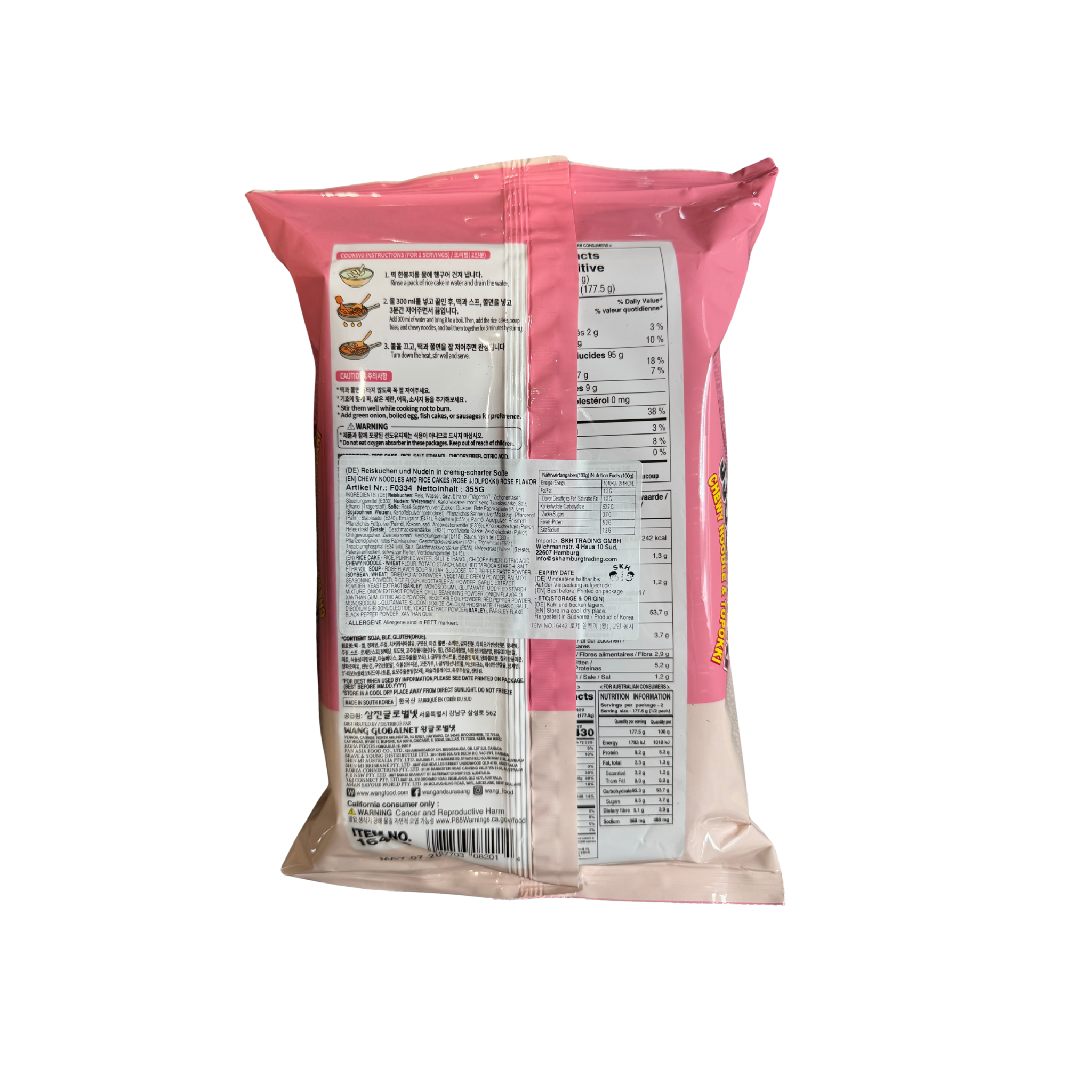 utoppa GmbH – wholesale Ramen – Wang Noodles and Rice Cakes in Rosé Sauce (Jolpokki) 355g1