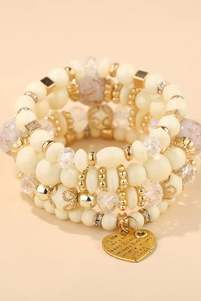 UNISHE – Großhandel Perlenarmband – Böhmisches mehrschichtiges Kristallherz-Perlenarmband ACC7974