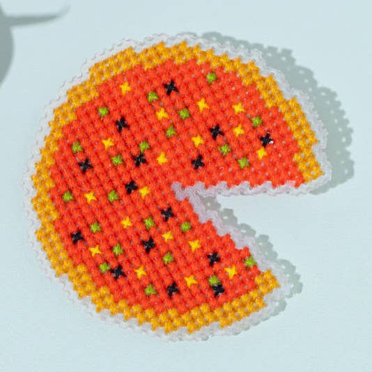 Pizza Cross Stitch Brooch Kit for wholesale by STITCHFINITY