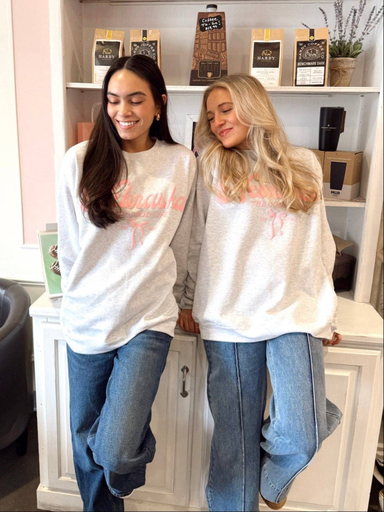 Grey Nebraska Bow Sweatshirt for wholesale on Faire1