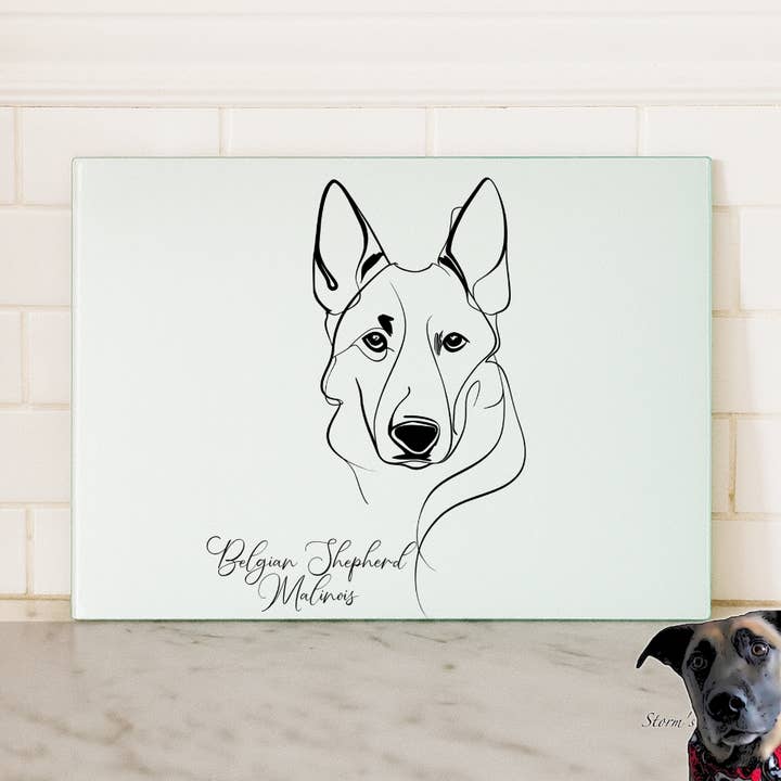 Line Art Dog Chopping Board - 75 breeds - 2 sizes for wholesale by Storms Style