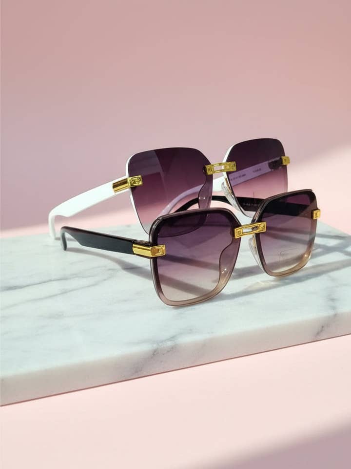 Gouden Accent Acryl Frame Zonnebrillen Doos van 12 voor wholesale door Arya Jewellery Wholesale