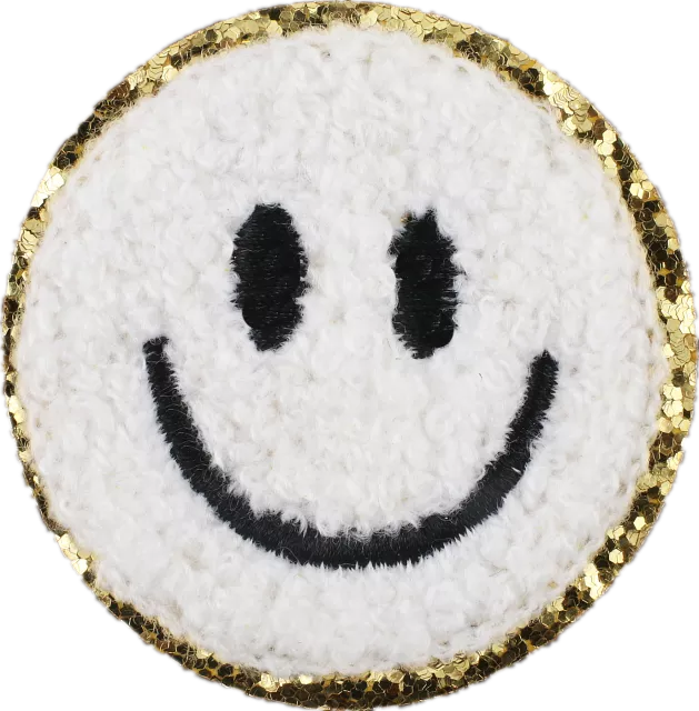 Scratch Decor - Wholesale Patch - Smile Face Iron On Gold Glitter Patches4