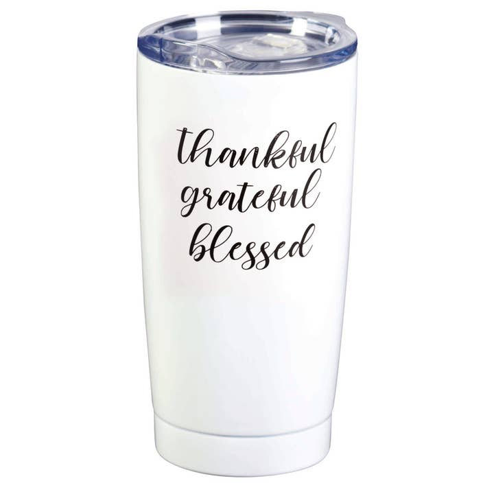 THANKFUL GRATEFUL BLESSED WHITE TUMBLER for wholesale by Dicksons