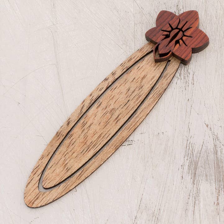 NOVICA - Wholesale Bookmark - Novica Handmade Sarchi Flower Teak Wood Bookmark