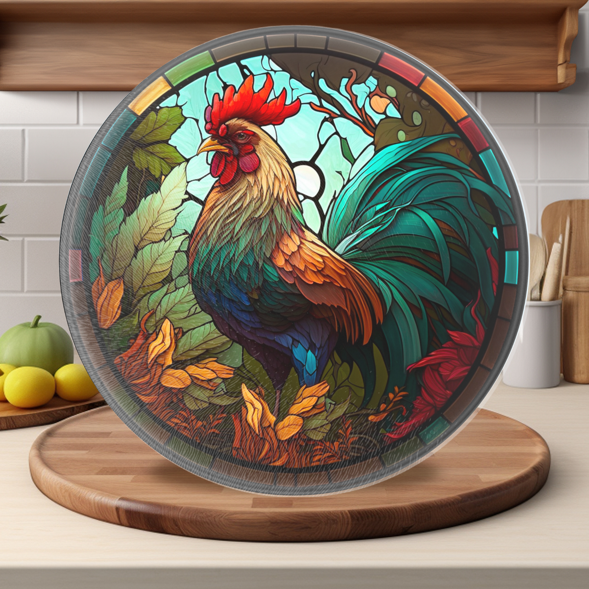 Fernville Creations - Wholesale Cutting Board - Rooster Tempered Glass Cutting Board or Serving Tray2