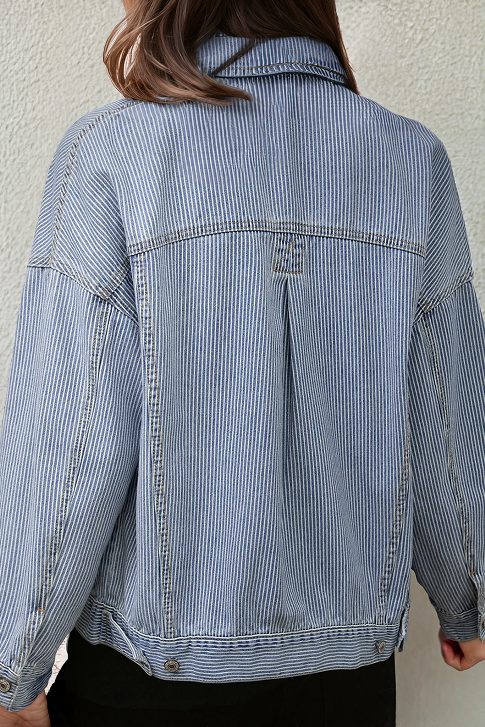 66DISCO - Vente Veste en jean – femme - Veste en jean oversize à rayures avec poches (S-XL)1