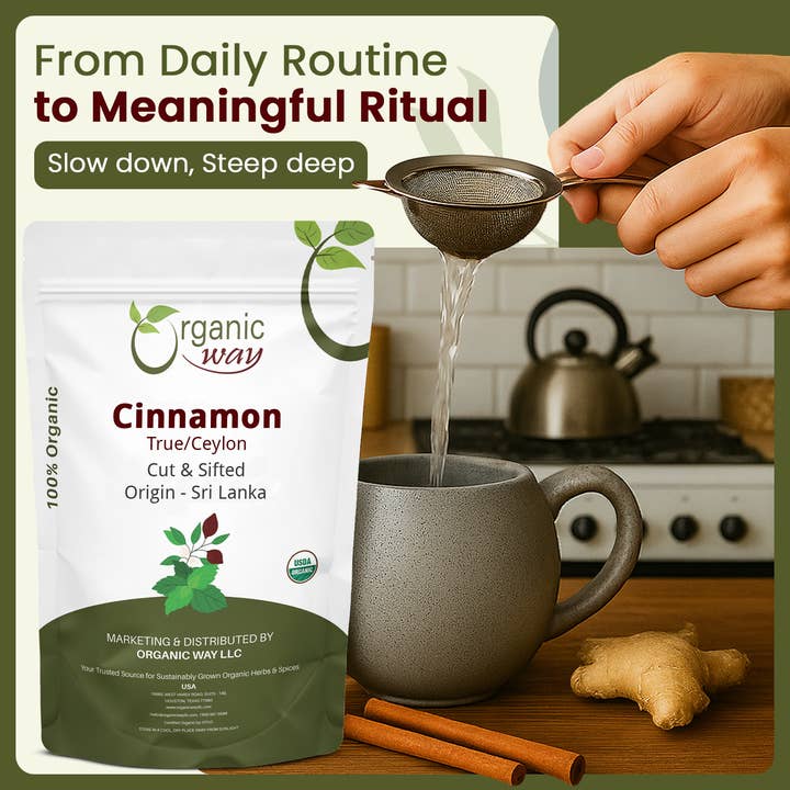 Organic Way LLC – Engroshandel Tørret krydderi – Premium ægte ceylon kanel, skåret og sigtet (Cinnamomum verum) – tilføjer smag | Kosher-certificeret | Rå, ikke-GMO og glutenfri | USDA-certificeret | Oprindelse: Sri Lanka4