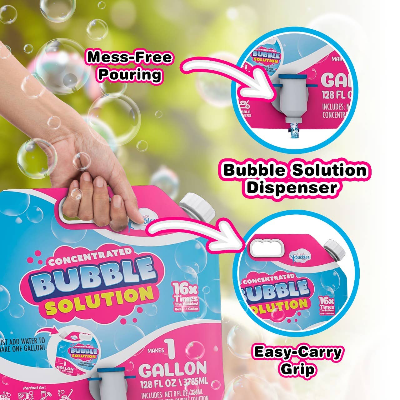 South Beach Bubbles - Wholesale Bubble Wand - Kids - Bubble Solution Refill with Dispenser (Makes 64oz/ 1 Gallon)7