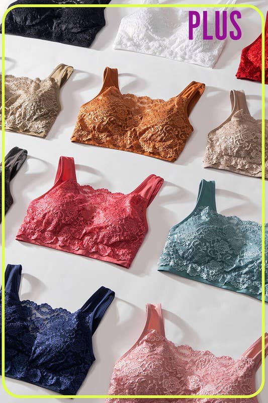 Urban Daizy - Wholesale Bralette - Women's - Plus Size Elegant Lace Longline Bralette7