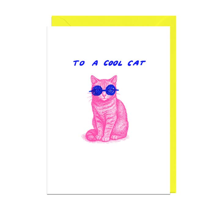 TO A COOL CAT, YELLOW ENVELOPE Card for wholesale by Jolly Awesome