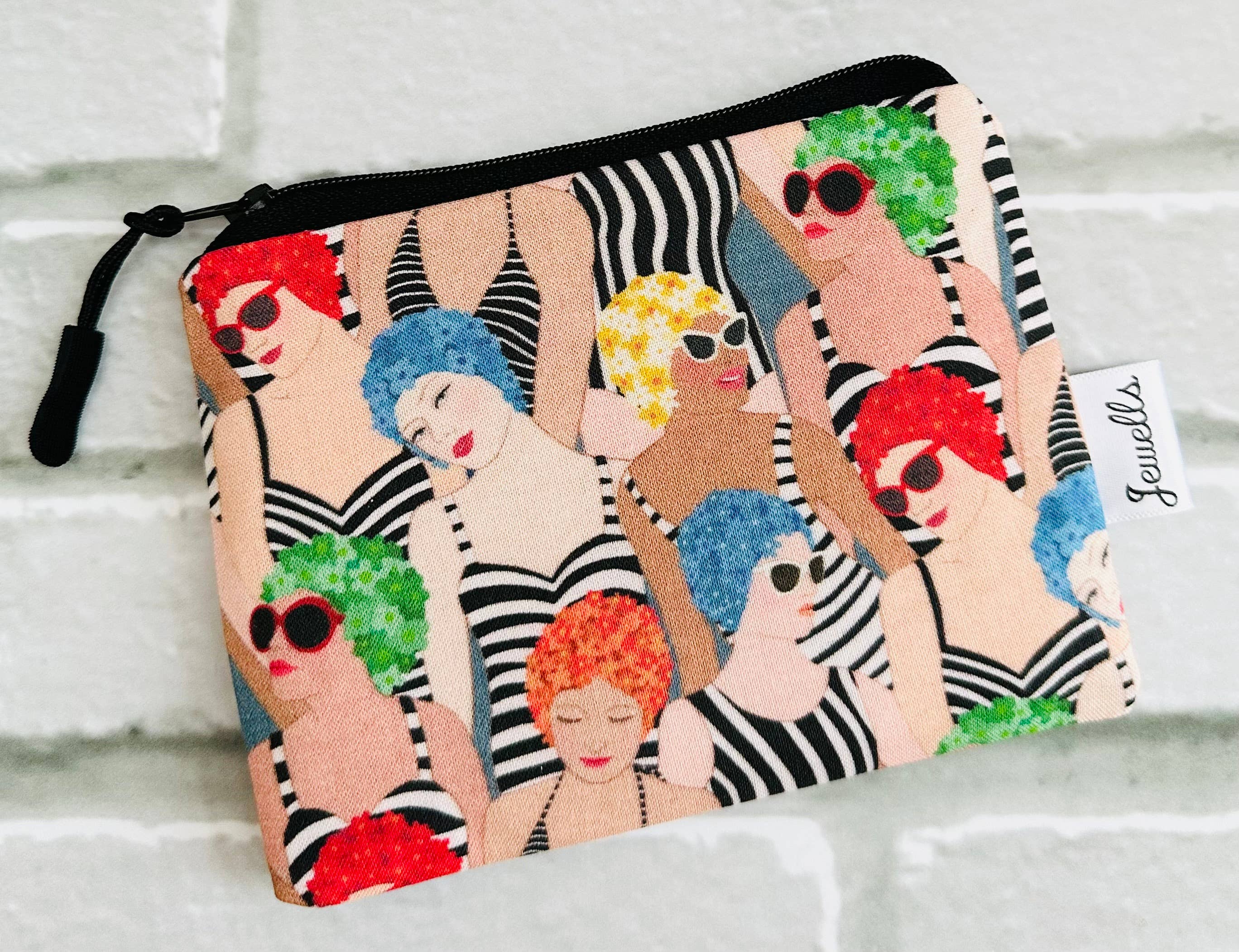 Jewells - Vente Pochette – femme - Pochette en tissu rétro avec motif bonnet de bain, unie ou rayée2