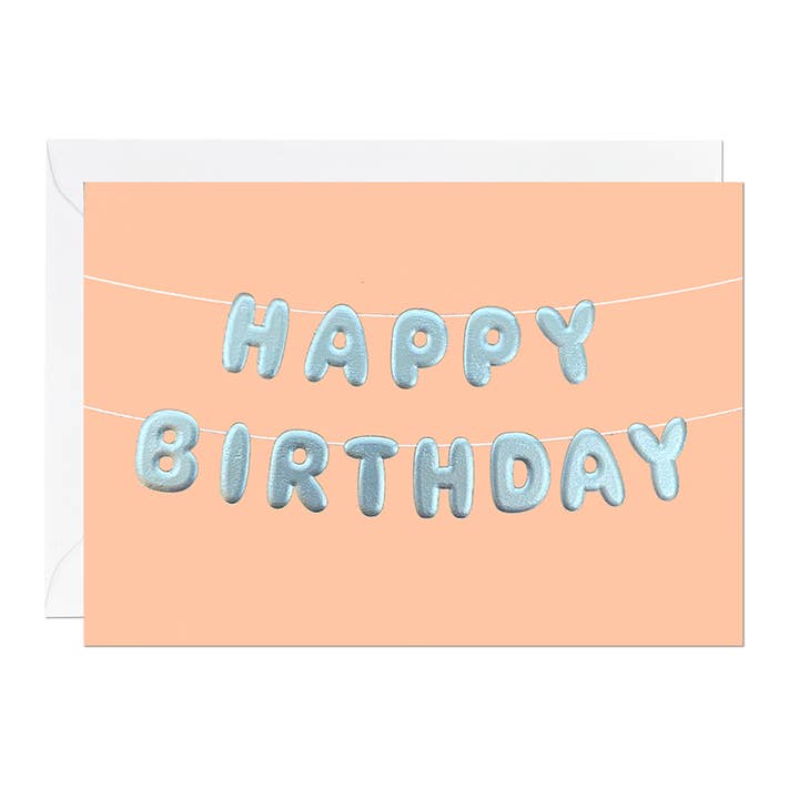 Birthday Card – Balloon Bunting Embossed Foil Design for wholesale by Ricicle Cards