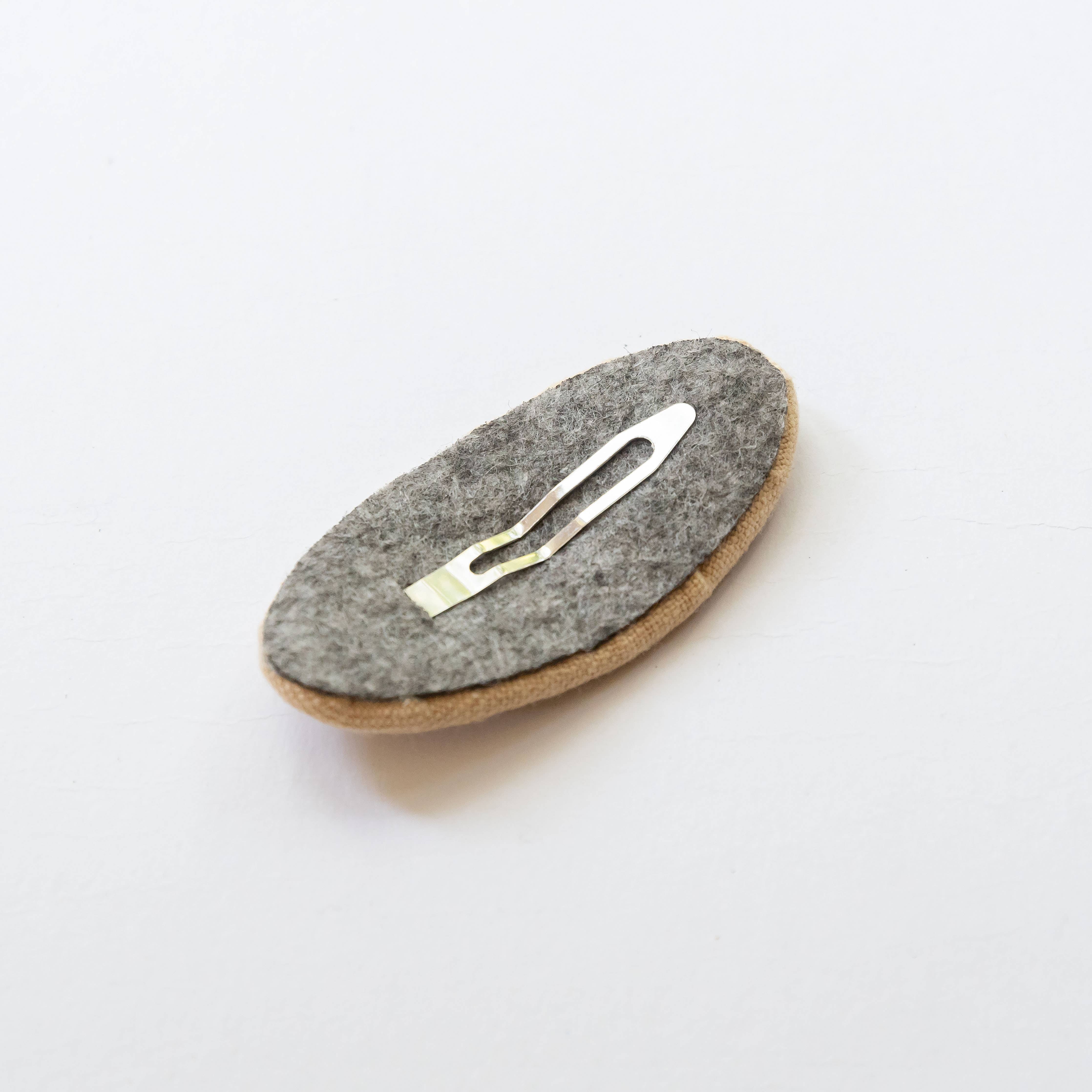 Tangle Shiny Stars - Wholesale Hair Clip - Kids - Oval Embroidered Floral Snap Hair Clips | Light Pink & Beige3