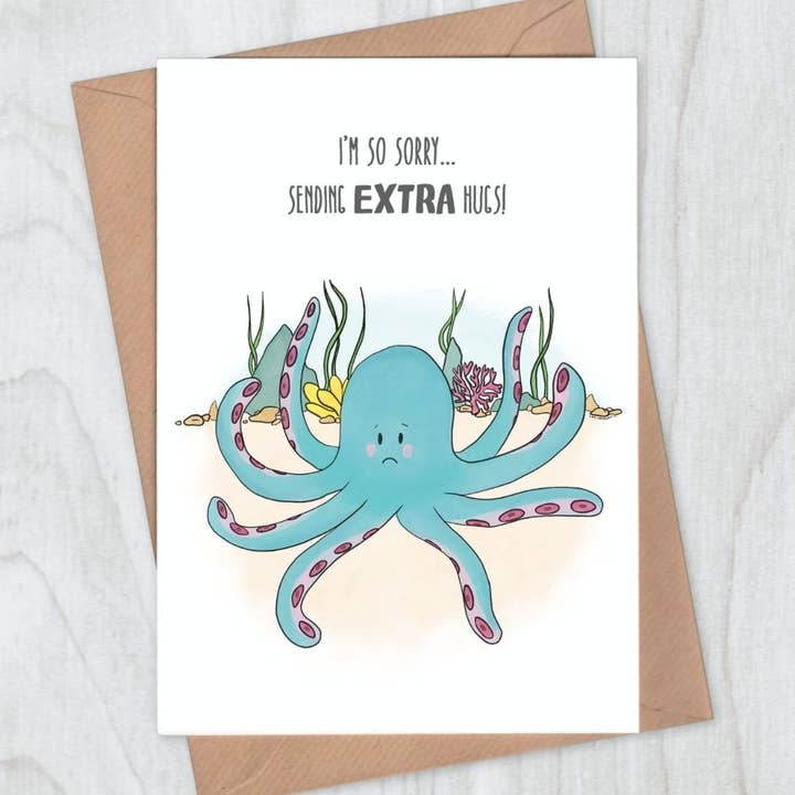 Sympathy Card - Octopus Hugs for wholesale by Lou Longworth