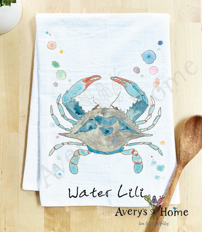 Avery's Home - Wholesale Tea Towel - Blue Crab Ocean Customizable Coastal Tea Towel65