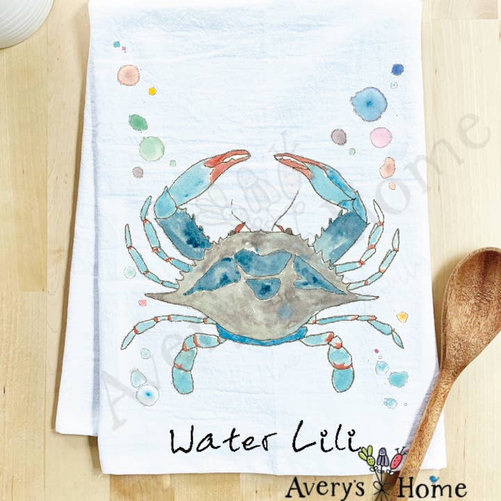 Avery's Home - Vente Torchons - Torchon côtier personnalisable "Blue Crab Ocean"65