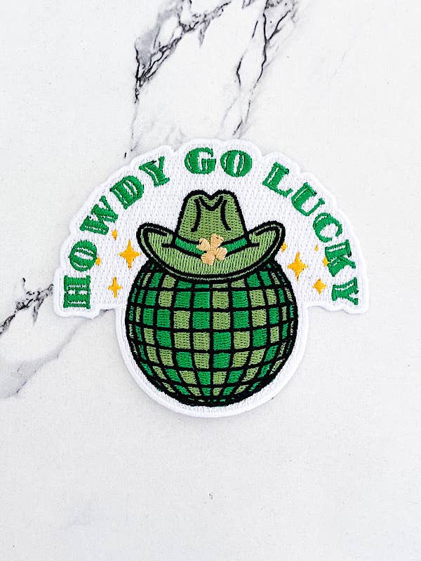 Howdy Go Lucky Embroidered Patch for wholesale by Nash Grey