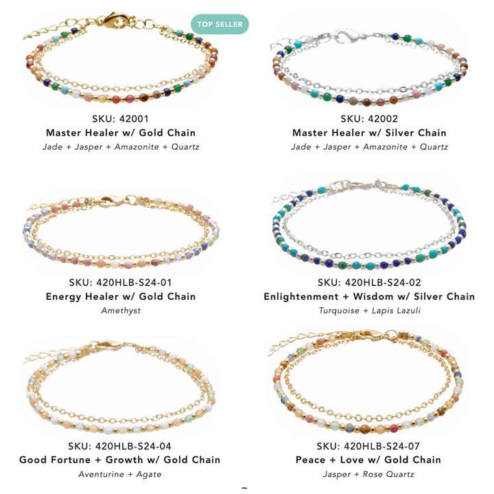 Lotus and Luna - Wholesale Jewelry Set - 2mm Healing Bracelets (10 Pack Assortment)3