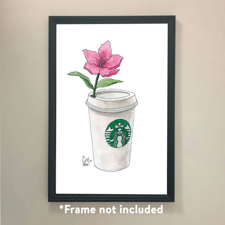 Rododendro Costeiro em Starbucks - Impressão artística por atacado de Lee McGuire Art