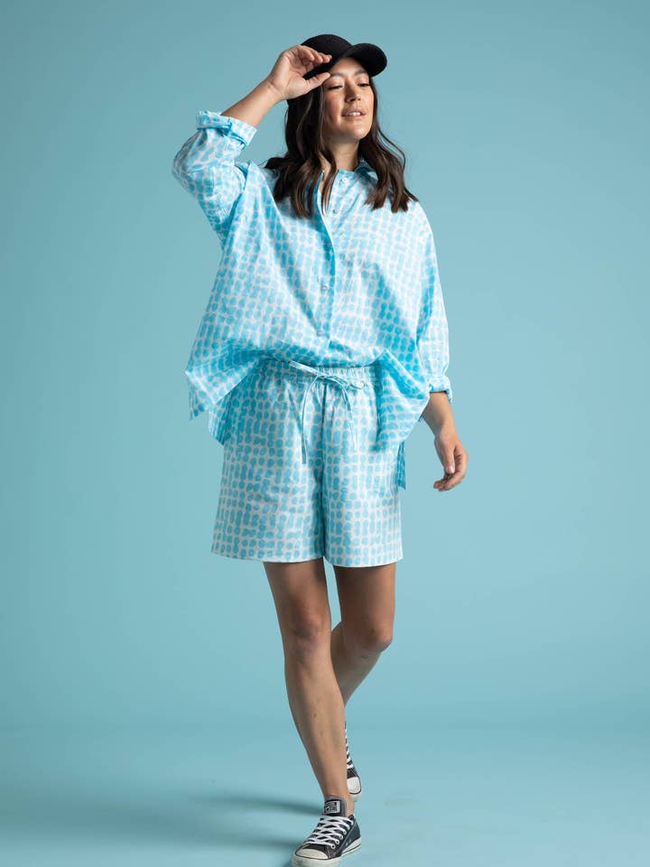Shore Shorts - Messy Dots - Cerulean for wholesale by and for Good