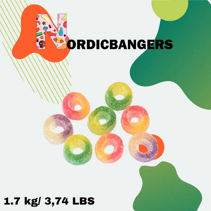 Nordicbangers - Swedish Candy - Wholesale Gummy - Fizzy Rings 1.7 kg/ 3.74 lbs
