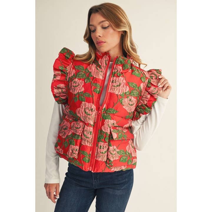 Gilet en jacquard fleuri pour la vente par STYLE USA