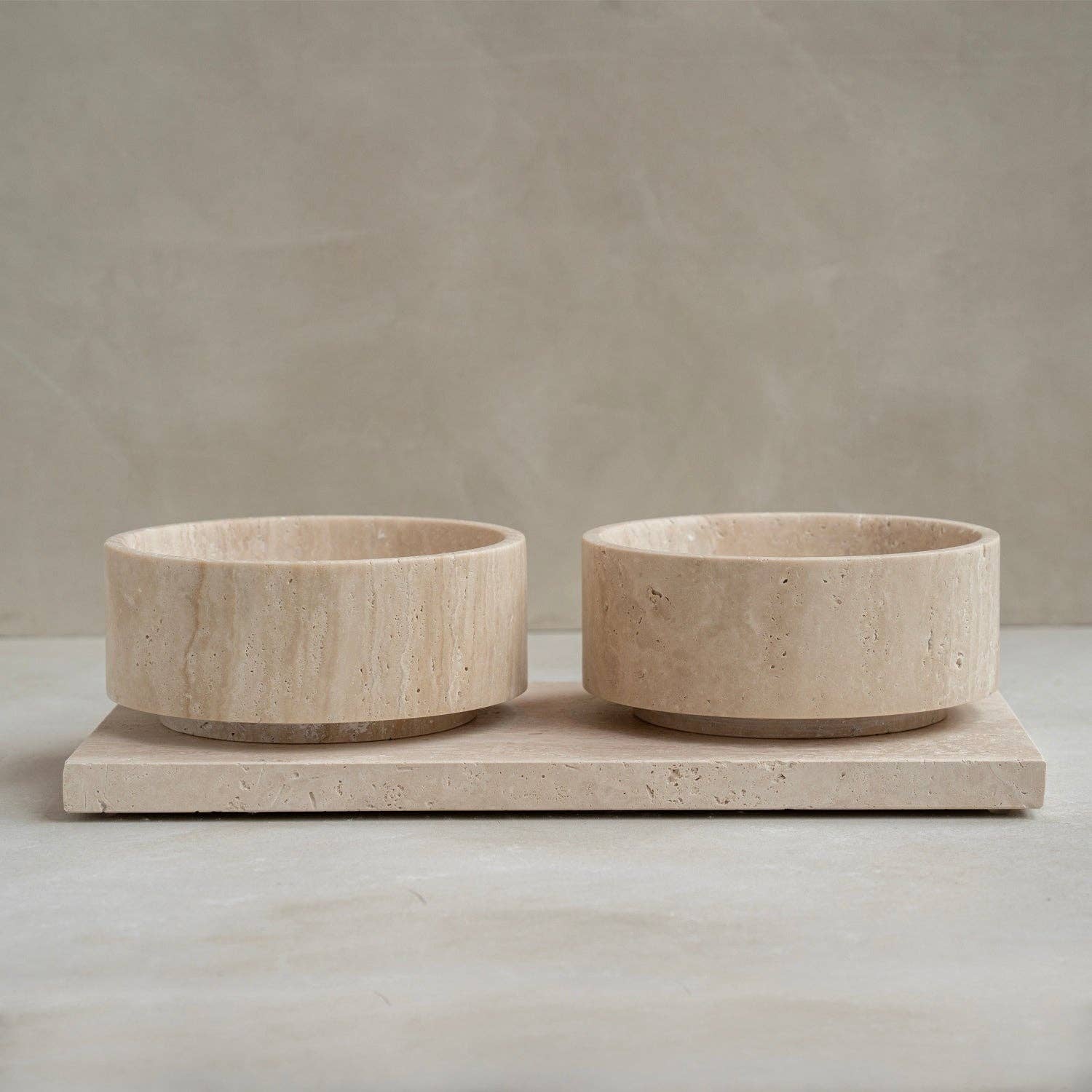Kiwano Concept - Wholesale Pet Bowl - Cat/Dog - TRAVERTINE PET BOWL SET2