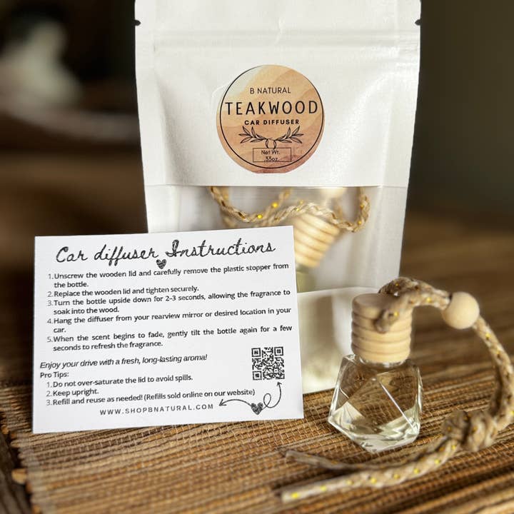 Car Fragrance Diffuser| Teakwood- Pouch for wholesale by B.NATURAL
