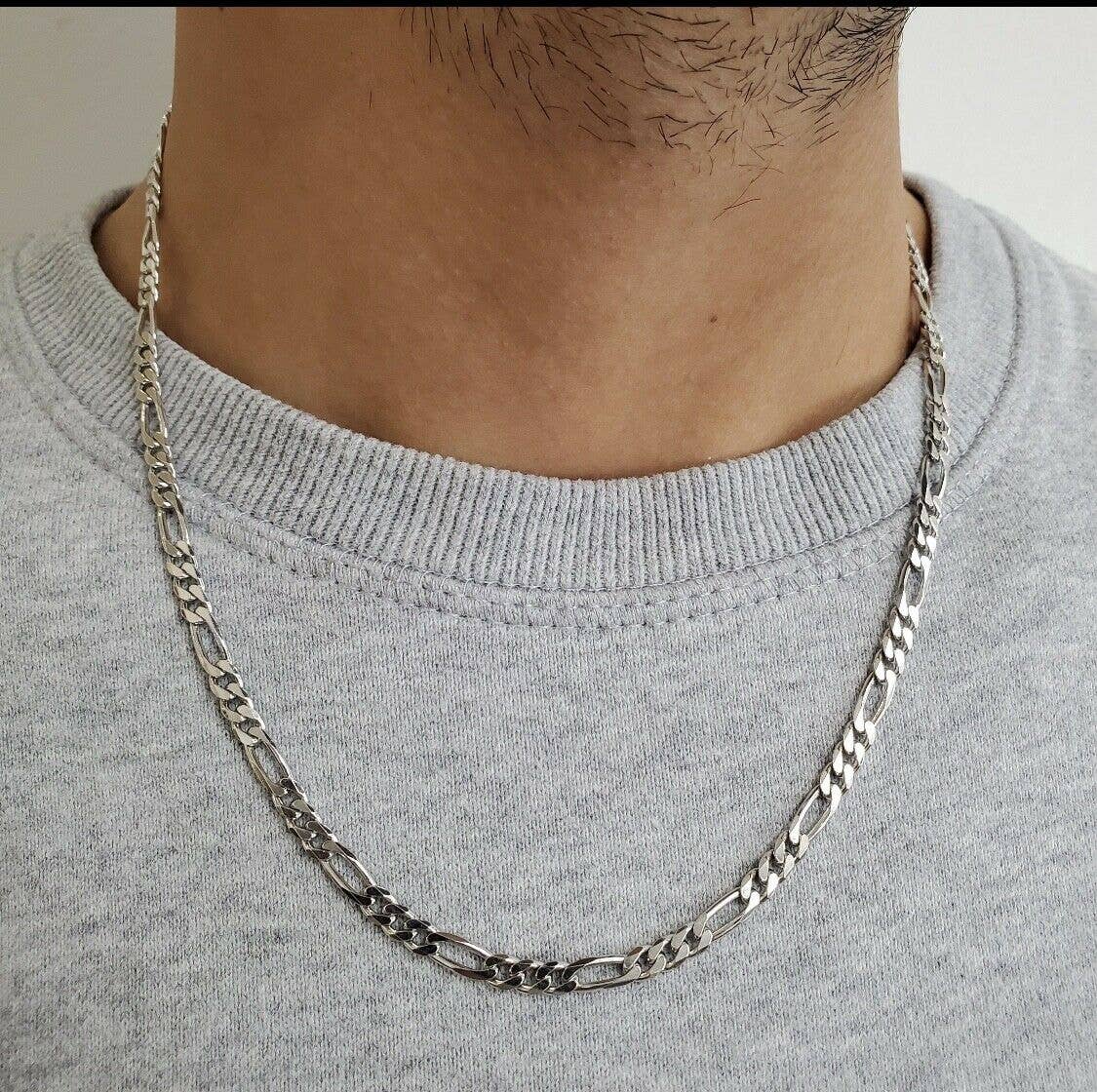 Karrbear - Vendita all'ingrosso Collane a catena e maglie - Catena Figaro piatta spessa 4 mm in argento sterling 925 massiccio2